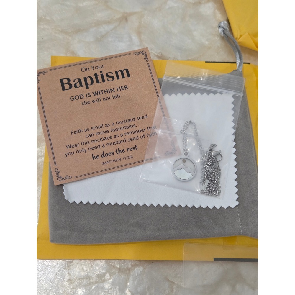 Baptism Mustard Seed Mountain Necklace Faith‎ Religious Gift Matthew 17:20
